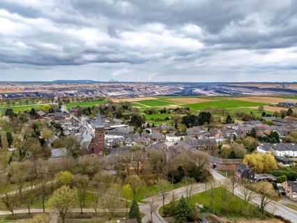 The village of Keyenberg at the Garzweiler II open-cast lignite mining area, the original village