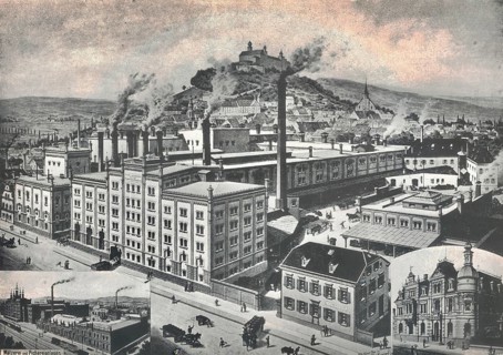 Brewery, view of the Erste Kulmbacher Aktienbrauerei from 1900, Kulmbach, Upper Franconia, Bavaria,
