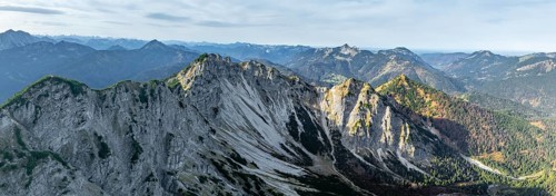 Aerial view, summit and degree, Bayrischer Schinder, Tegernsee mountains in the Mangfall mountains,