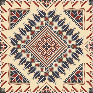 Embroidery Tatreez pattern, Palestinian fashion vector ornament