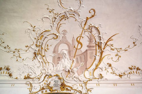 Sculptural ceiling design, stucco, Baroque, Salem Castle, former imperial abbey, former monastery