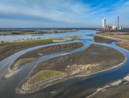 Dinslaken, Voerde, North Rhine-Westphalia, Germany - New Emscher estuary into the Rhine.