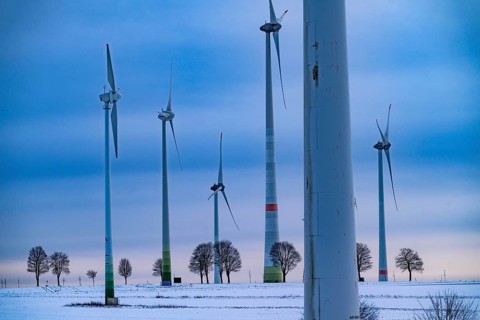 Wind farm, north of Lichtenau, self-proclaimed energy town, over 190 wind turbines and over 1200