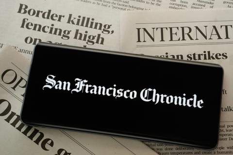 Dhaka, Bangladesh - 18 March 2025: The logo of the sun francisco chronicle is displayed on a