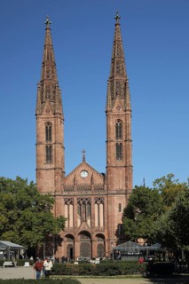 Neo-Gothic St. Boniface church built in 1829, landmark, Luisenplatz, Wiesbaden, Taunus, Hesse,