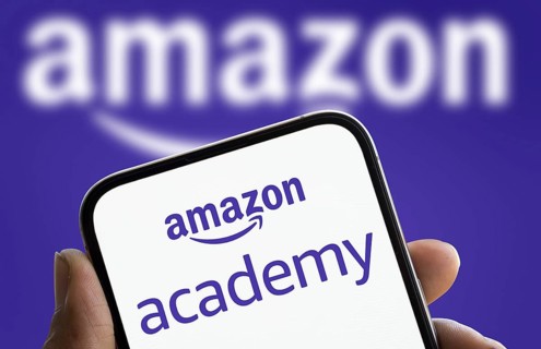 Dhaka, Bangladesh- 06 Oct 2024: Amazon academy logo is displayed on smartphone