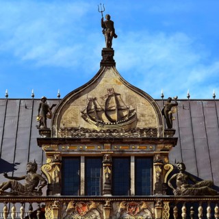 Schütting, House of the Bremer Kaufmannschaft, Chamber of Commerce, market, detail of the façade