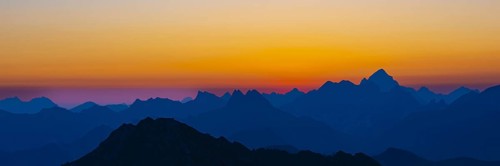 Sunrise from Krumbacher Höhenweg, Allgäu Alps, Allgäu, Bavaria, Germany