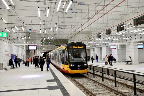 New underground, opens in December 2021, Marktplatz/Pyramide station, Karlsruhe, Baden-Württemberg,