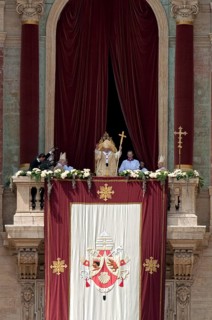 St. Peter's Basilica with Pope Benedict XVI for the Easter blessing Urbi et Orbi, balcony of the
