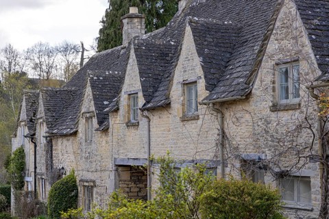 Houses, Cotswold Stone, Bibury, The Cotswolds, England, Great Britain