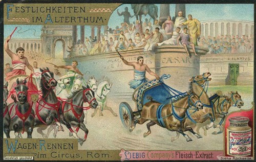 Picture series Festivities in Antiquity, Chariot Races in the Circus, Rome, Liebigbild, digitally