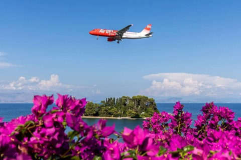 An Airbus A320 Air 001 aircraft with the license plate LZ-EAK at Corfu airport, Greece