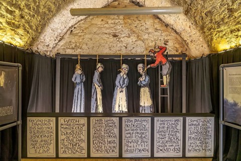 Exhibition on the persecution of witches at Lancaster Castle in Lancaster, Lancashire, England,