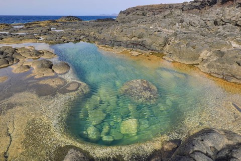 Natural rock pools by the sea, Piscinas Naturales, Lanzarote, Canary Islands, Spain