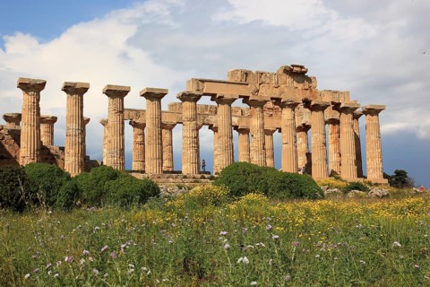 Selinunte, Temple E in the archaeological site of Selinunte, Trapani Province, Sicily, Italy