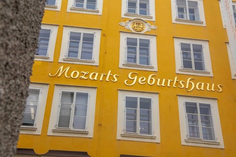 Birthplace of Wolfgang Amadeus Mozart in the Getreidegasse in Salzburg