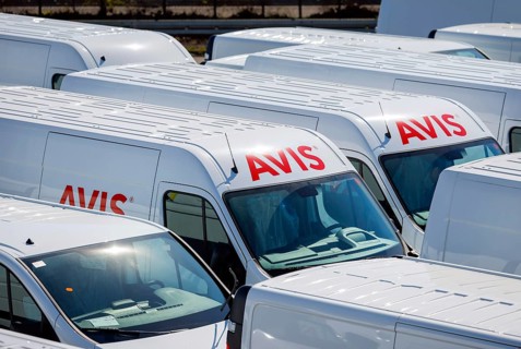 Duisburg, North Rhine-Westphalia, Germany - New cars, vans Avis rental cars, transhipment centre,