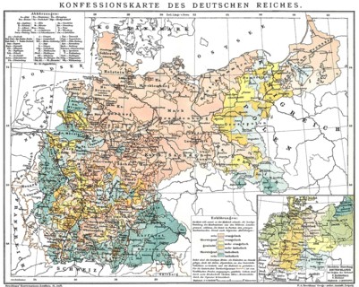 The religious situation in the German Empire about 1895, Religionszugehörigkeit im Deutschen Reich,