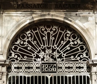 Elaborately designed archway on a house in the historic centre of Barcelona, Spain