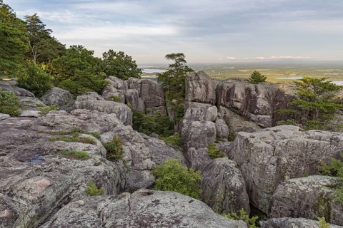View of Weiss Lake from Cheyene Rock Village park near Leesburg, Alabama