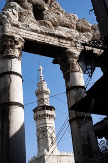 Souk al Hamidiyeh busy with crowds of Syrian people shopping in the largest covered market in