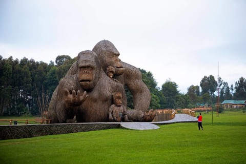 Gorilla artwork on the way to Parc National des Volcans, Volcanoes National Park, Rwanda
