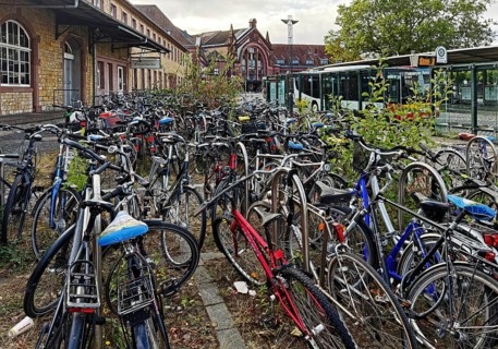 Lots of bikes at the main train station, Osnabrück, Lower Saxony, Germany