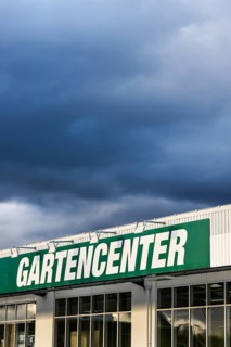 Mülheim, North Rhine-Westphalia, Germany - Garden centre, lettering on the facade in front of a
