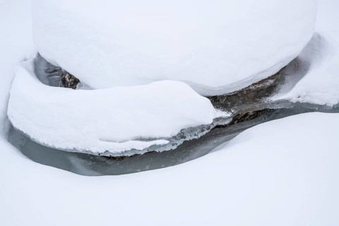 Snowy rock, Lapland, Finland, January 2025