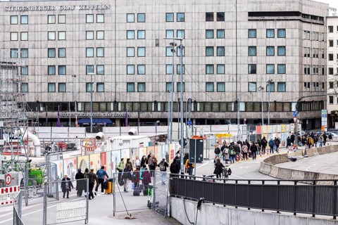 Long distances for travelers. Due to construction work at the main train station, passengers have