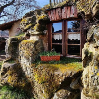 Cave flats in Langenstein, district of Halberstadt, Harz county, Saxony-Anhalt, Germany