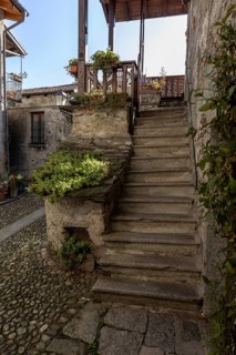Alley with stairs, Mergozzo, Lago di Mergozzo, Piedmont, Italy