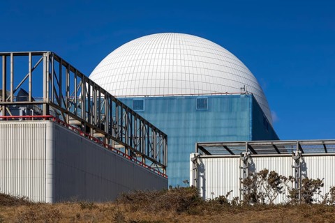 White dome of Sizewell B PWR Pressurised Water Reactor nuclear power station, Sizewell, Suffolk,