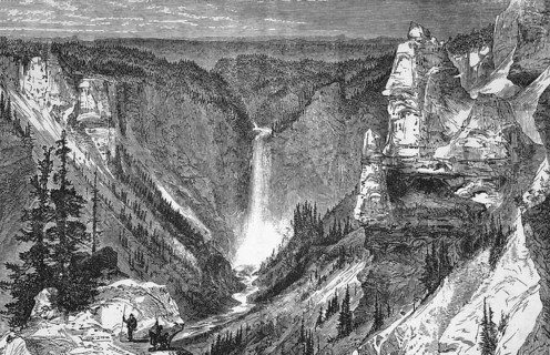 Grand Canon and the waterfalls, Yellowstone (National Park), California, around 1870, America,