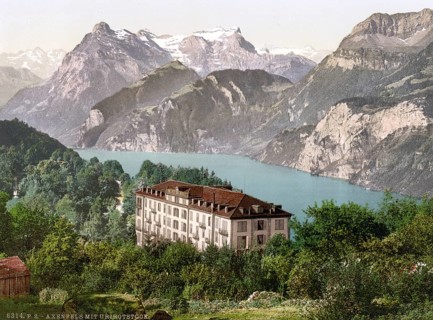Axenstein, Park and Urirothstock, Urirothstock, Vierwaldstaettersee, Switzerland, Historical,