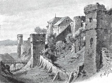 Parts of the old town wall, Landsberg, around 1890, Bavaria, Germany, digital reproduction of an