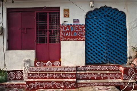 Facade of a tailor workshop in coastal Odisha, India