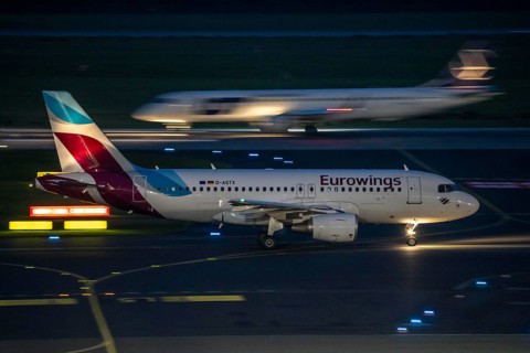 Düsseldorf Airport, Eurowings aircraft, on the taxiway