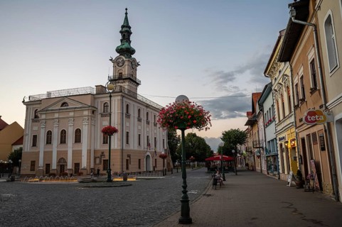 KIEZMARK, SLOVAKIA - AUGUST 10, 2022. City hall and downtown