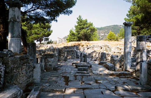 Archaeological site Ruins of the ancient Greek city of Priene, Turkey, 1997, Bouleuterion, senate