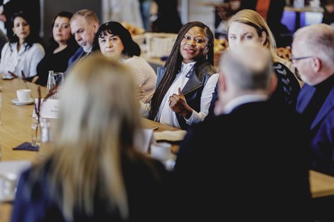 Olaf Scholz (SPD), Federal Chancellor, at a meeting with migrants and people involved in the field