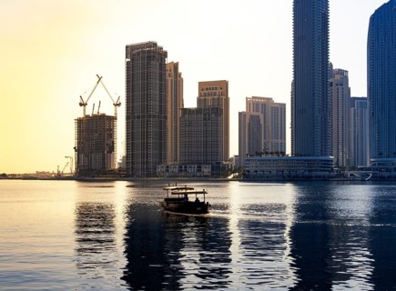 Skyline by the sea, Dubai, United Arab Emirates, Middle East