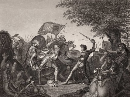 The Battle of Holmedon Hill, a conflict between English and Scottish armies on 14 September 1402