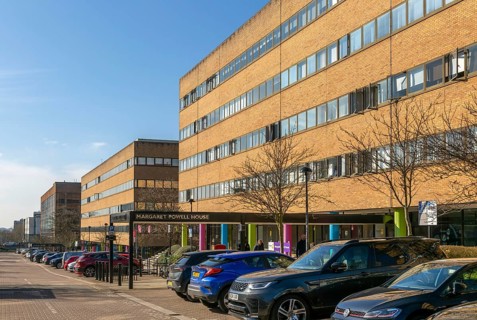 Office block buildings in Midsummer Boulevard, Milton Keynes Central, Buckinghamshire, England, UK