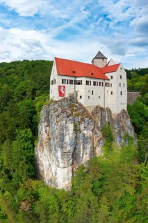 Prunn Castle, hilltop castle, first mentioned in 1037, stands on steep limestone cliff on