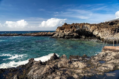 Natural swimming pool at Playa de Tacorón, El Hierro, Canary Islands, Spain