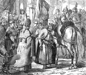 Pope Saint Nicholas I together with Louis II the Younger, King of Italy and Holy Roman Emperor