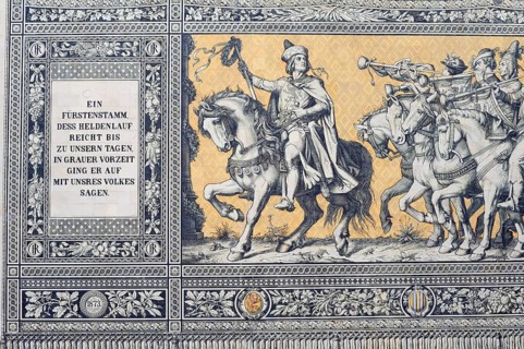 Fürstenzug, wall frieze made of Meissen porcelain tiles at the Stallhof, Dresden, Saxony, Germany