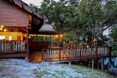 Loango Lodge, main building, exterior view, Loango National Park, Parc National de Loango,